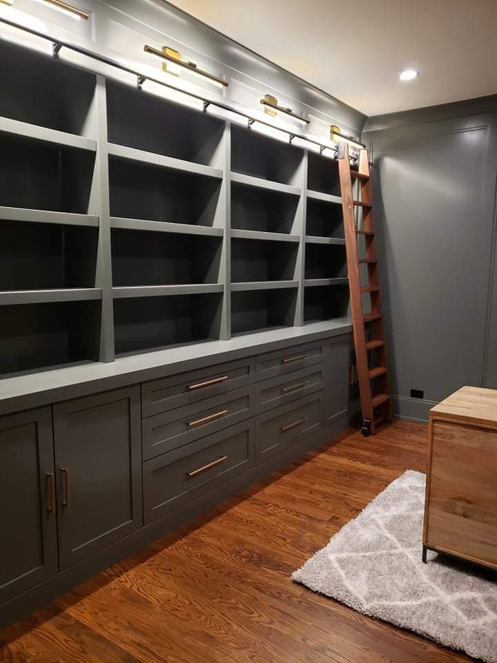 Custom painted built-in shelving