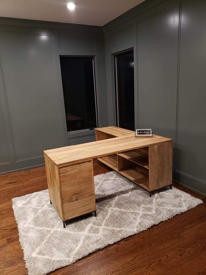 Custom painted built-in office desk